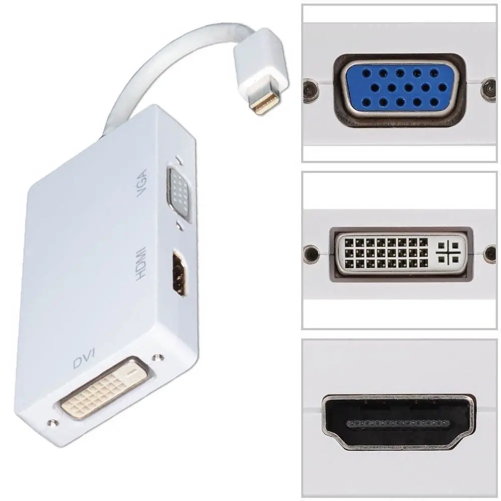 3 в 1 адаптер для порта дисплея Thunderbolt Mini DP HDMI DVI VGA|dvi vga|adapter cabledp to hdmi |