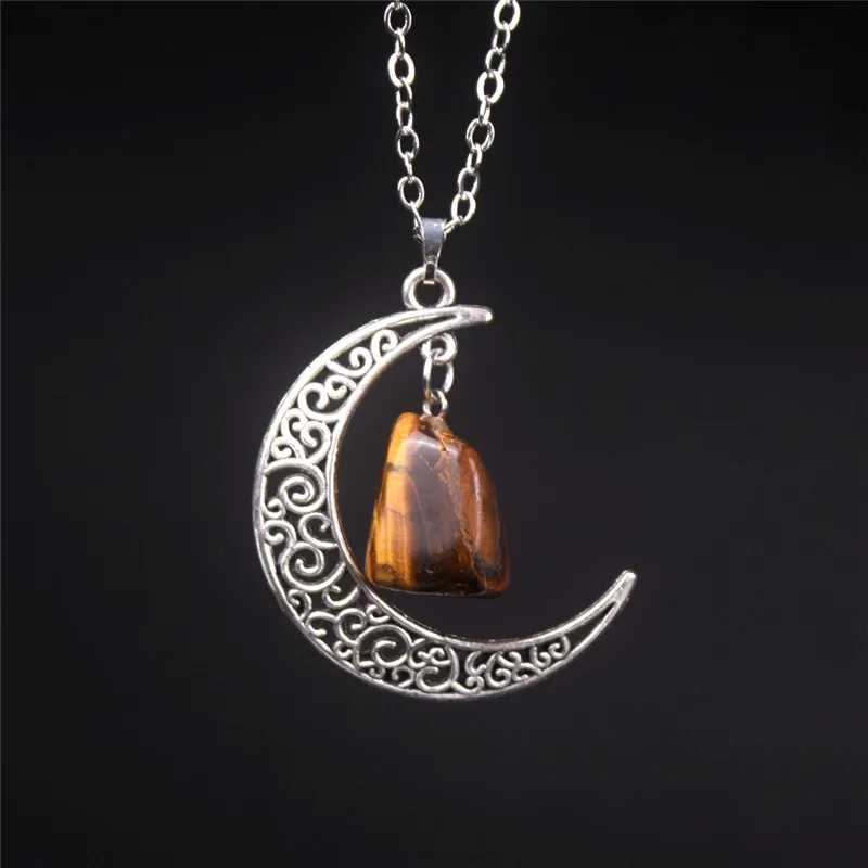 Ожерелье с подвеской Moon Charms антикварная цепочка полумесяц кварцевое ожерелье