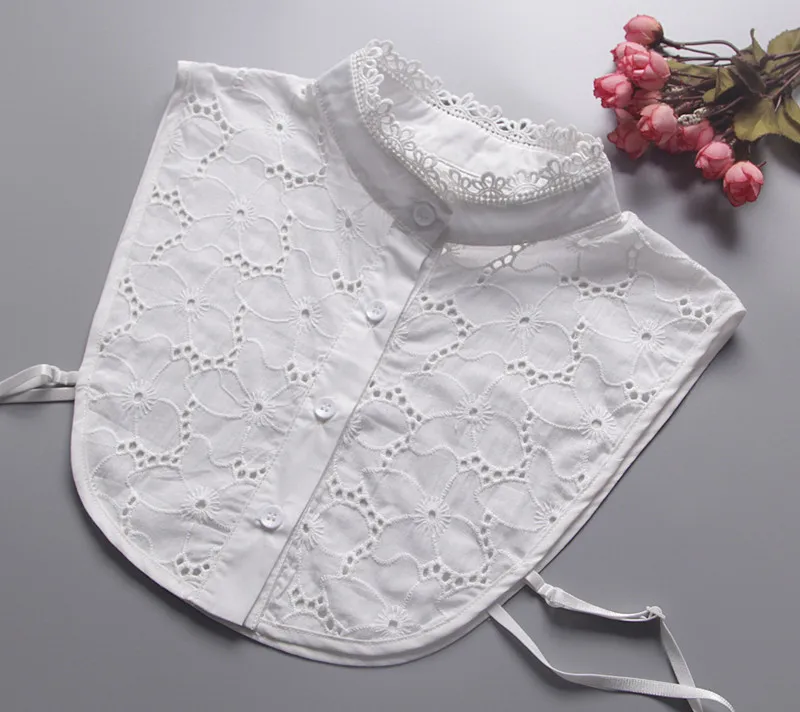 Блузка женская кружевная белая со съемным воротником|blouse white|winter blousesembroidery shirt |