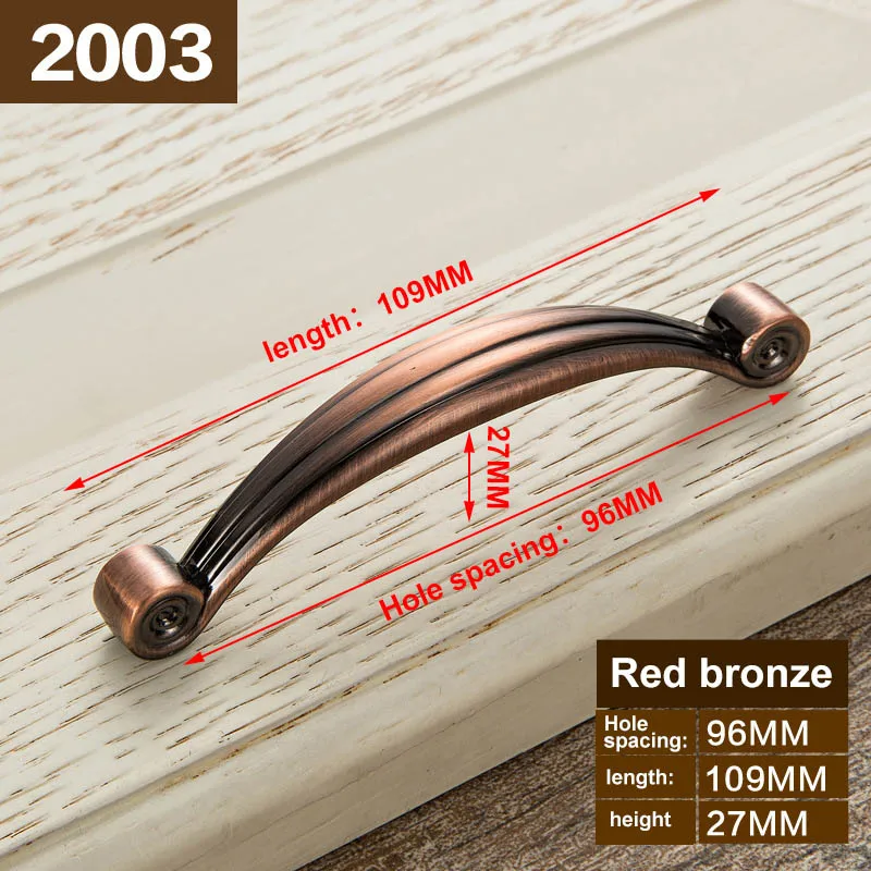 2003-96mm Feng Ye красная бронзовая ручка для кухонной двери Шкаф Ящики сервант античный потертый шик ручки комод ручки мебельные ручки - Цвет: 2003-96mm