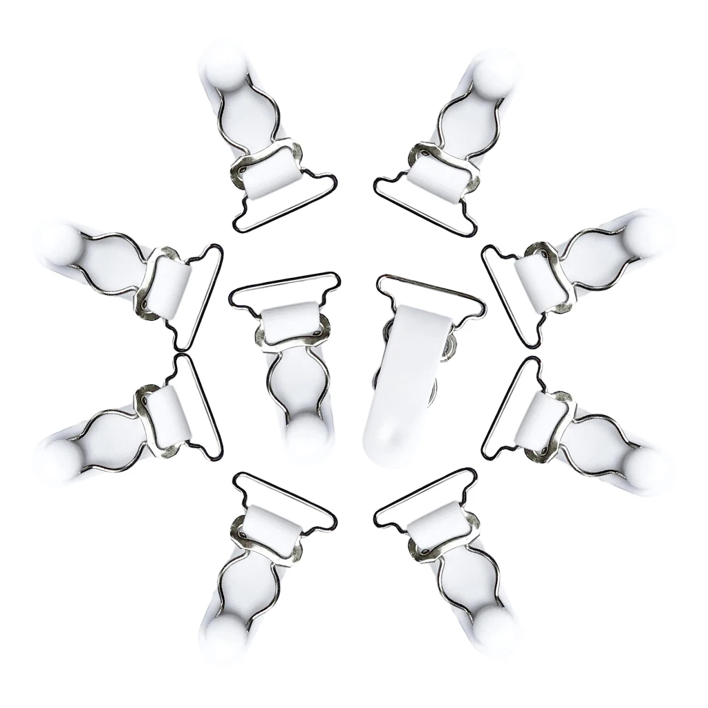 White 26mm 10 шт., женские подвязки для ног, ремни, черные, белые, высокие чулки с подтяжками, пояс, металлические зажимы - Цвет: White 26mm