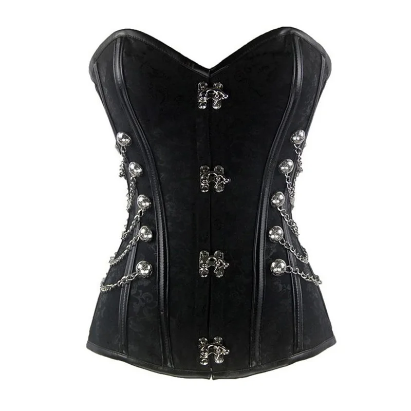 Готический стальной корсет с косточками стимпанк Талия для похудения шнуровка