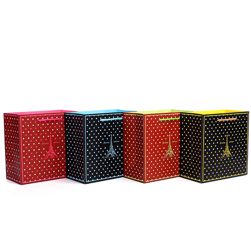 5pcs/lot Hot sale free shipping fashion eiffel tower dots gift box bag portable suitable for business party wine | Дом и сад