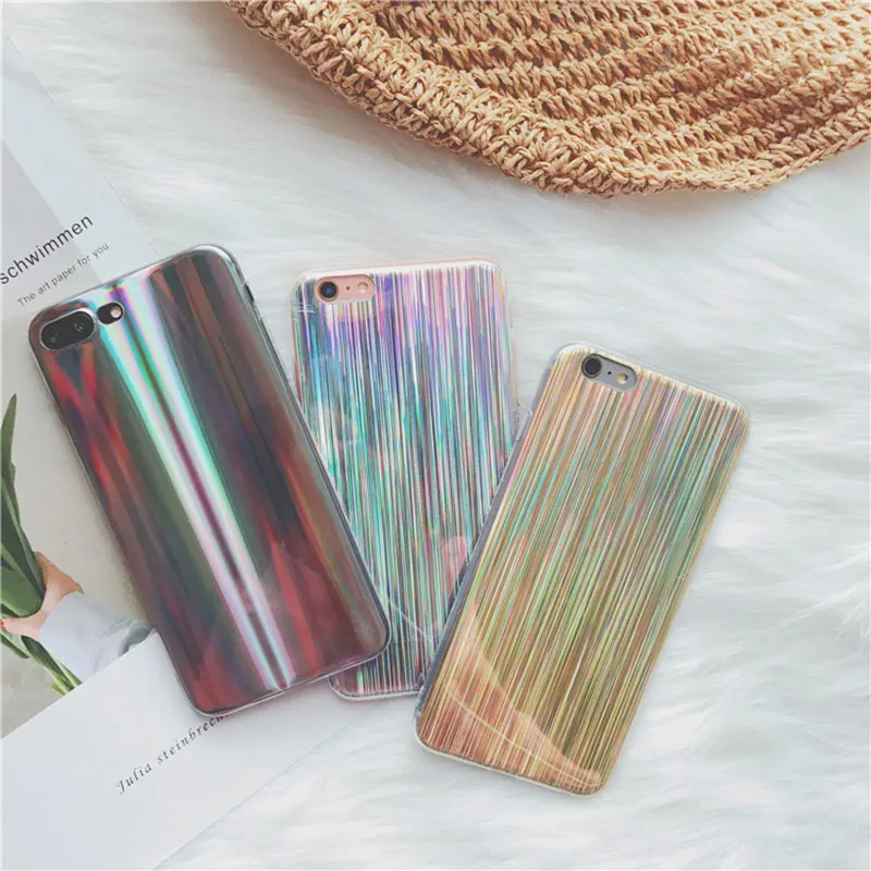 Цветной чехол Boucho с лазером для iphone X 6/7/8 plus веселые радужные блестящие Чехлы 6 6s 7 8