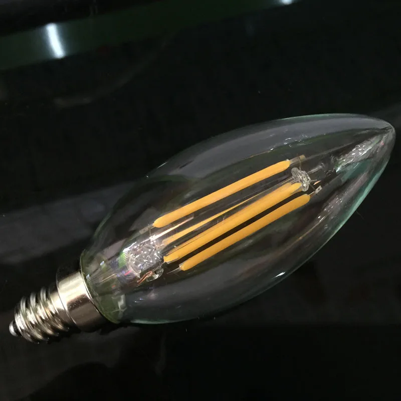 Новый дизайн 2W 4W E12 110V AC Dimmable C35 светодиодные лампы накаливания CRI 80 360 градусов 10