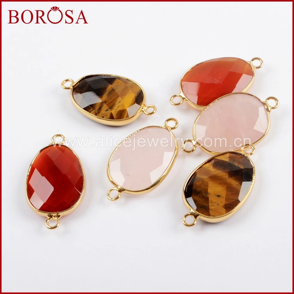 Граненый коннектор BOROSA 10 шт. золотого цвета двойные подвески для