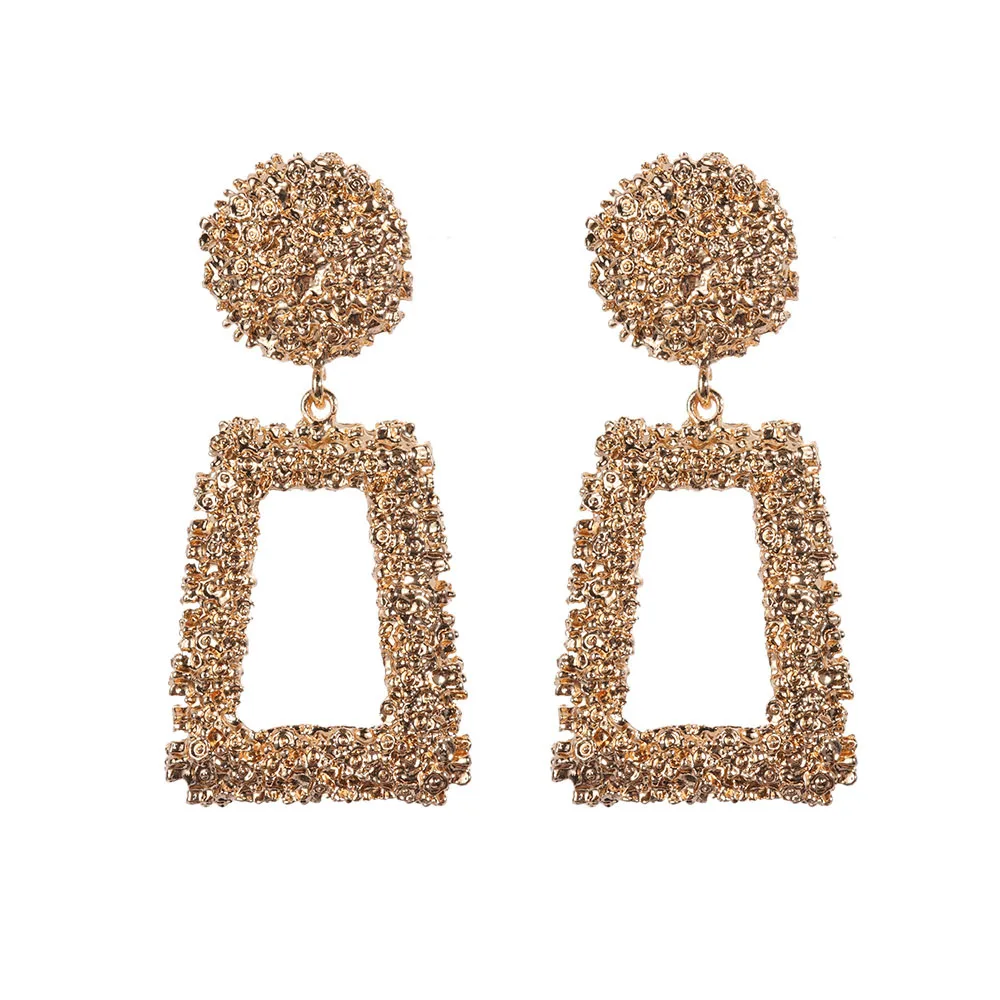 Gold Earrings 1 пара, модные панк готические золотые металлические Висячие серьги для женщин, массивные ювелирные изделия, геометрические большие висячие серьги, хороший подарок - Окраска металла: Gold Earrings