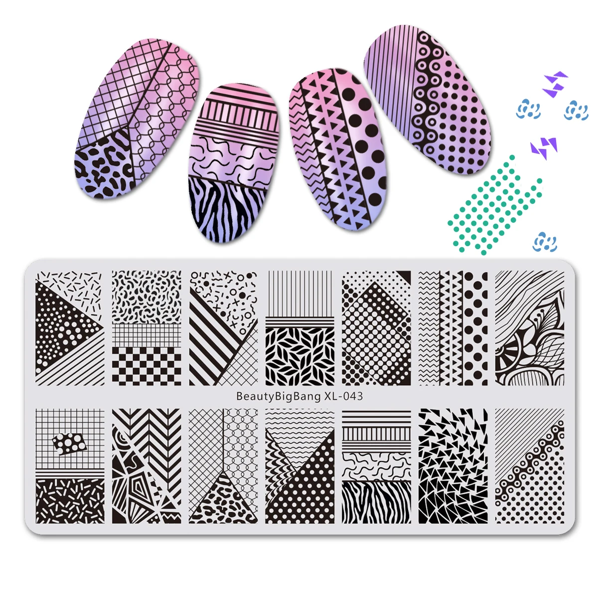 Beautybigbang штамповочная пластина из нержавеющей стали 6*12 см цветок Gingham лоскутное изображение пластины для штамповки ногтей XL-052