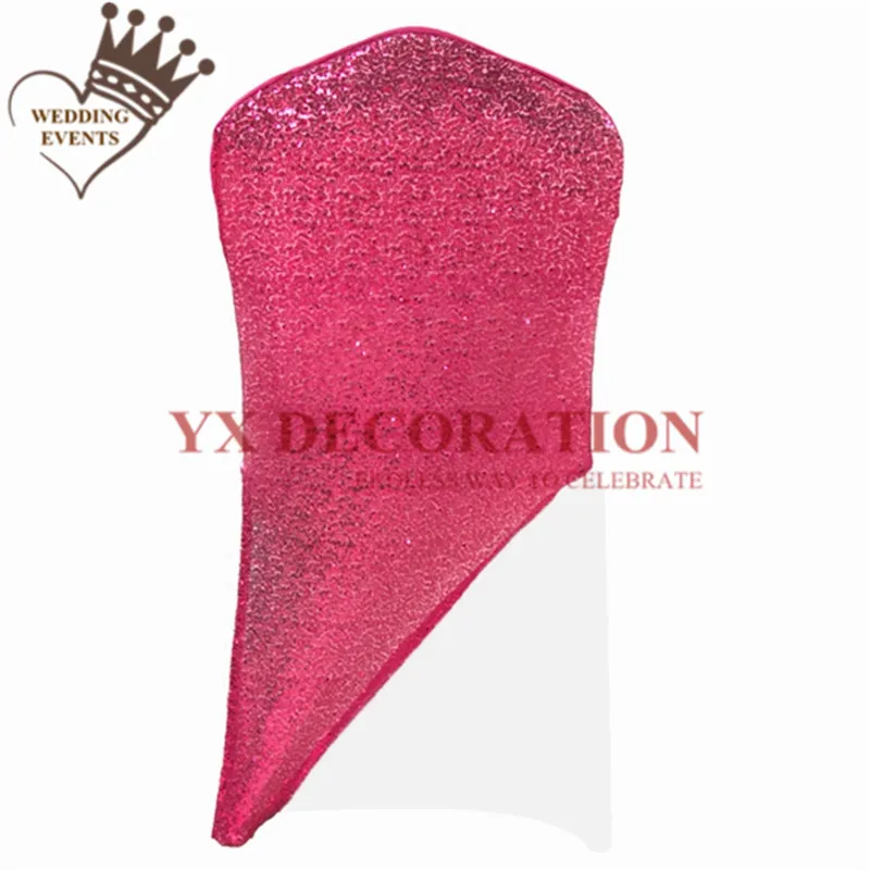 fuchsia Задняя часть с блестками лайкра спандекс стул колпачок капюшон для спандекса украшение для стула Свадебные праздничные украшения - Цвет: fuchsia