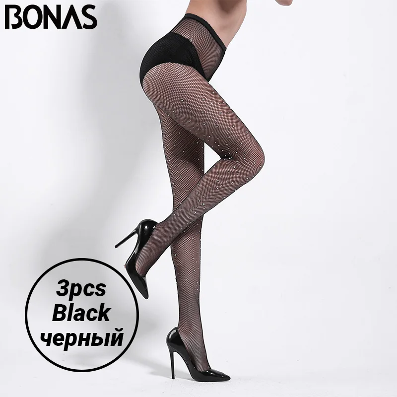 Diamond Blackx3 BONAS, 6 шт., женские ажурные колготки с открытой промежностью, сексуальные, горячие, бриллиантовая сетка, нейлоновые колготки, чулки, женские, женские, тонкие, HollowCollant Femme - Цвет: Diamond Blackx3
