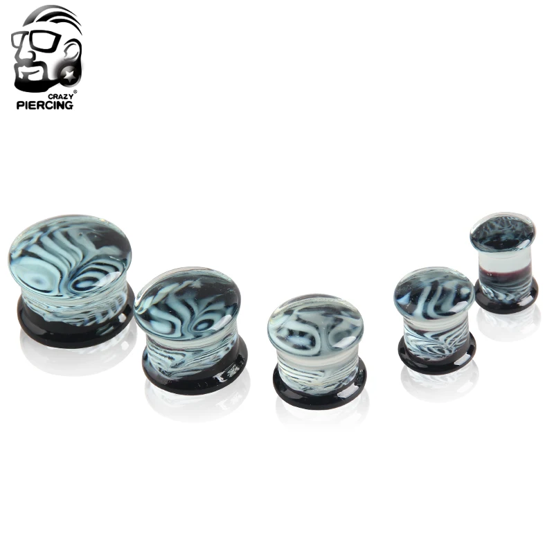 Черно белое полупрозрачное стекло медузы Для Ушей Туннель Носилки расширитель