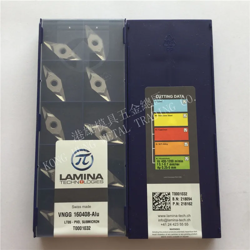 VNGG160408ALU LT05 оригинальные карбидные вставки для лезвия Lamina CNC алюминиевые токарные