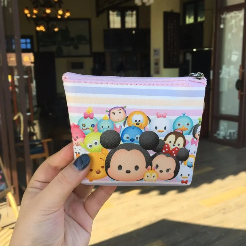 Светло-желтый Disney Минни Мышь портативный косметические Косметика сумка многоцелевой хранения монет мультфильм кошелек PU кулон бумажник карты сумки - Цвет: Светло-желтый