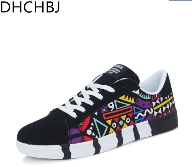 2021 New Brand Men Casual Shoes Fashion good quality Graffiti Man Flats Suede Lace-Up | Обувь