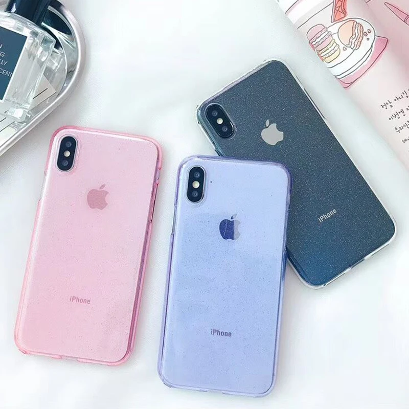 Роскошный блестящий прозрачный мягкий чехол для телефона из ТПУ iPhone XS Max X XR 6 6S 7 8