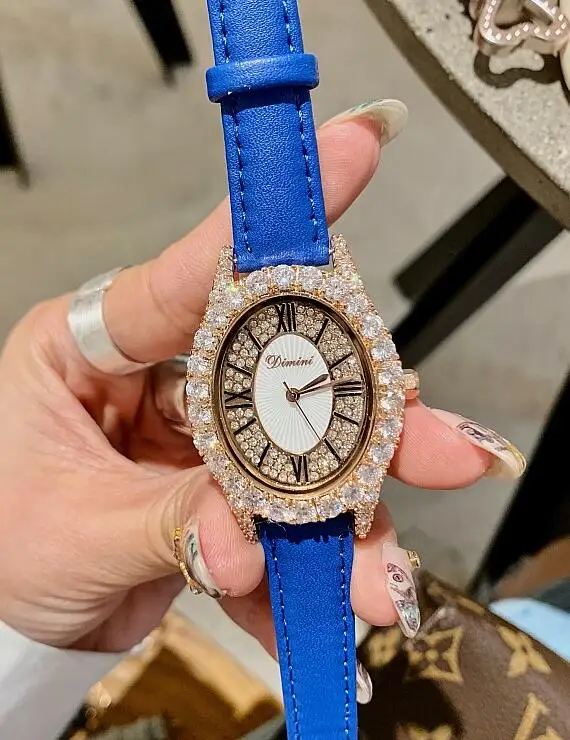Rose gold blue Топ бренд Роскошный алмазов наручные ручной Кристалл Мода кварцевые часы для Для женщин Стильные дамы девушки часы - Цвет: Rose gold blue