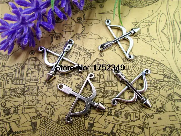 125 шт. античный тибетский серебряный тональный лук и стрела кулон 25x26 мм|charm pendant|bow