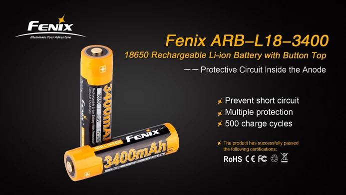 1 шт. Fenix ARB L18 3400 3 6 V 18650 мА/ч Перезаряжаемые Li Ion Батарея|Портативные осветительные