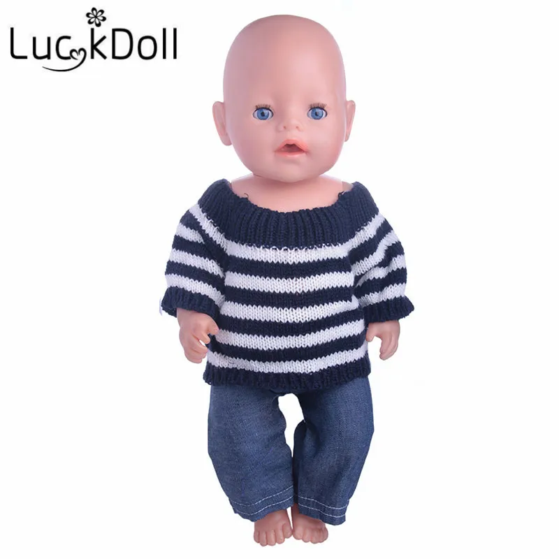 Свитер и джинсы LUCKDOLL в полоску для куклы 43 см или 18 дюймов | Игрушки хобби