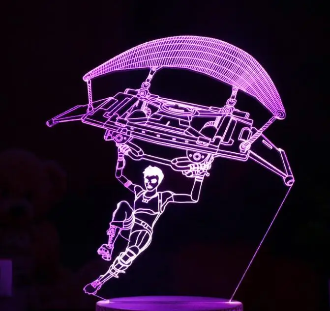Альпака ламы Чух кувшин шрам по умолчанию девочек скины винтовка 3D белый треск основание светильника 7 цветов светодиодный ночник игры вентилятора подарок домашний декор - Испускаемый цвет: Lamp 7