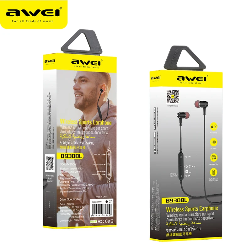 AWEI B930BL bluetooth-совместимая гарнитура с микрофоном шумоподавляющие стерео