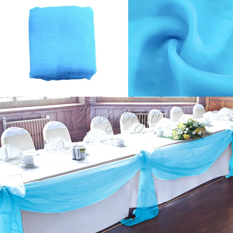 turquoise 10 м x 1,4 м столешница из прозрачной органзы Swag ткань Свадебная вечеринка бант украшения DIY - Цвет: turquoise