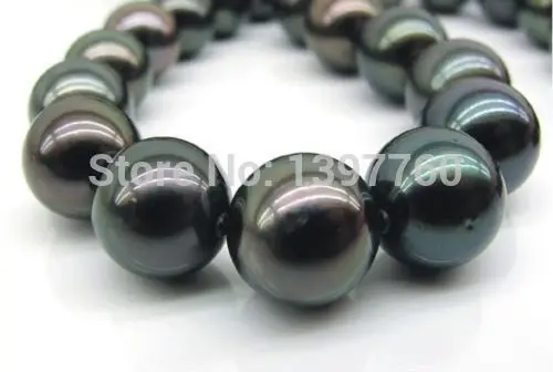 Мисс очарование Jew.199 stunning11-12mm природный tahitian круглый черный жемчужное ожерелье