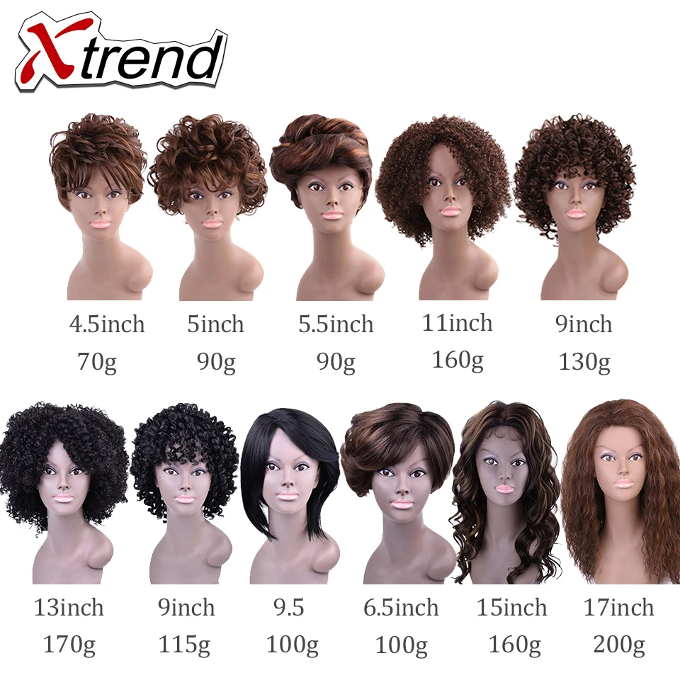 Xtrend синтетических афро вьющиеся волосы Искусственные парики для черный Для