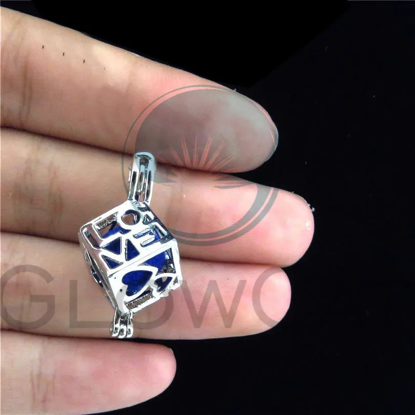 5X квадратная любовь жемчужный клетка медальон фурнитура кулон эфирное масло со