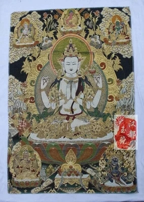 

Antique Brocade Embroidery Painting (Golden Silk Guanyin Buddha Statue)