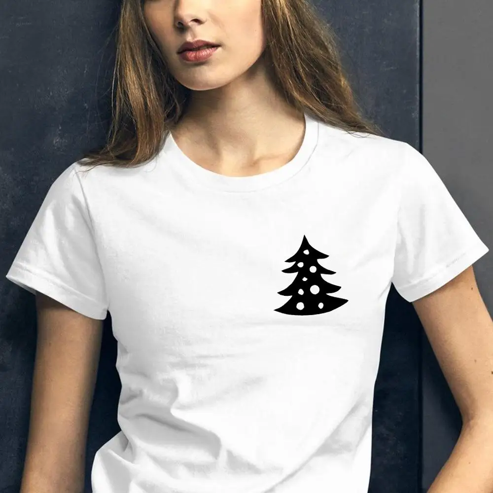 

For 2020 Christmas tree snow Design cotton t shirt for woman Graphic tee Hipster Tumblr Cozy tops plus size drop ship