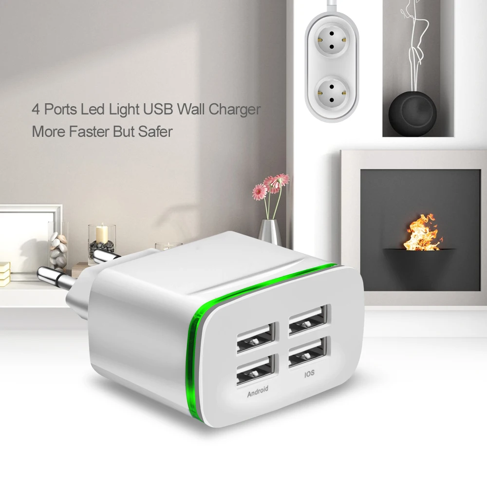 GHAOK USB зарядное устройство для iPhone Samsung Android 5V 4A 4 портовый мобильный телефон
