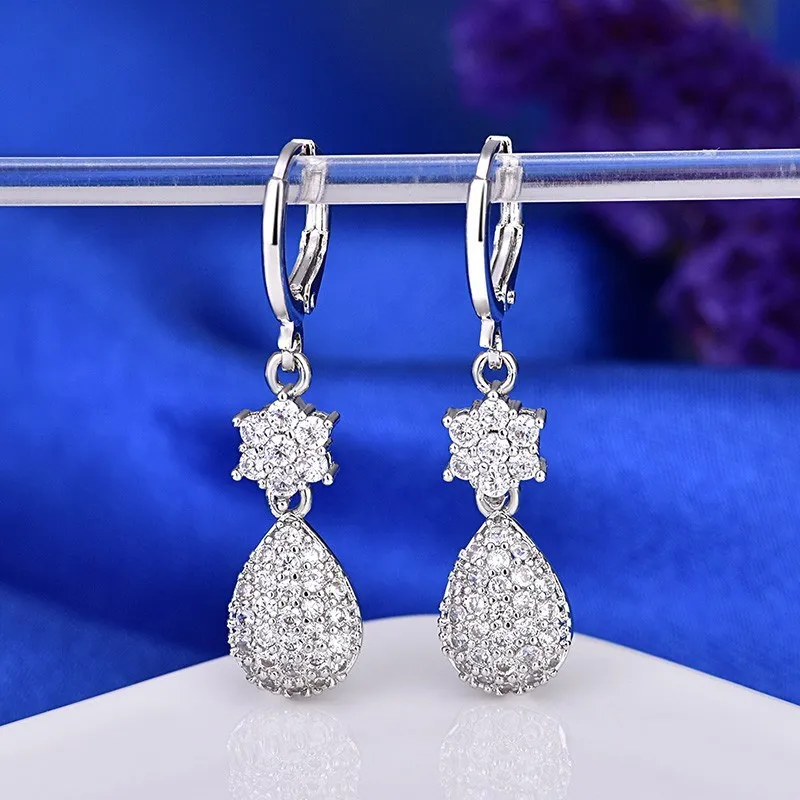 Серьги женские из серебра 925 пробы с фианитом|Серьги-подвески| |