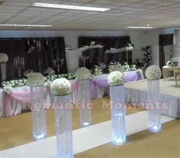 

120cm Tall by 25cm Diameter Wedding Crystal Pillar Flower Stand Wedding Centerpieces Aisle Road Leads