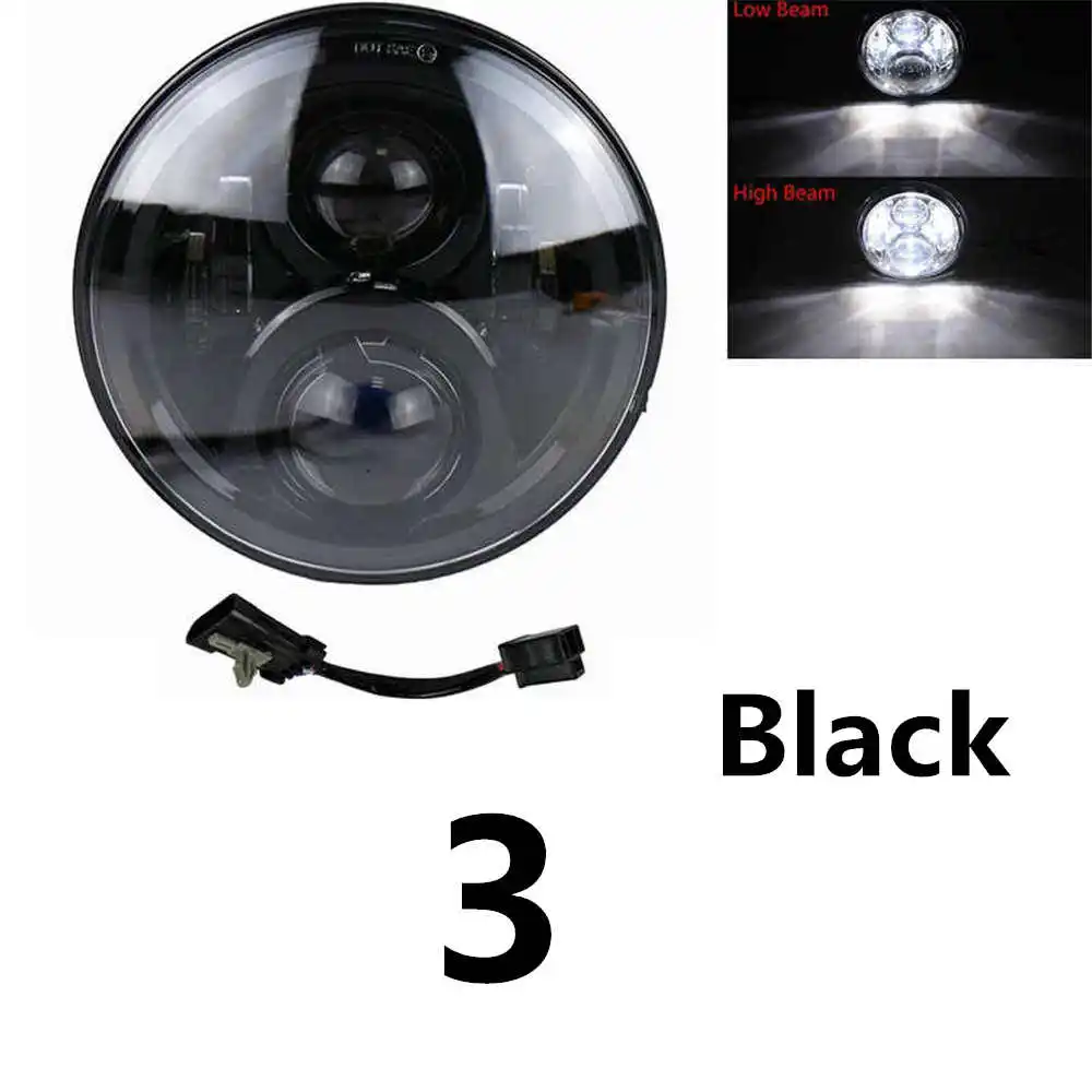 50W Headlight Black 7 дюймов мотоциклетные светодиодный головной светильник мотоцикл автомобильные фары 6500K H4 ваттов 60 ваттов 80 ваттов с углом зрения Янтарный Включите светильник для Harley Honda Yamaha - Цвет: 50W Headlight Black