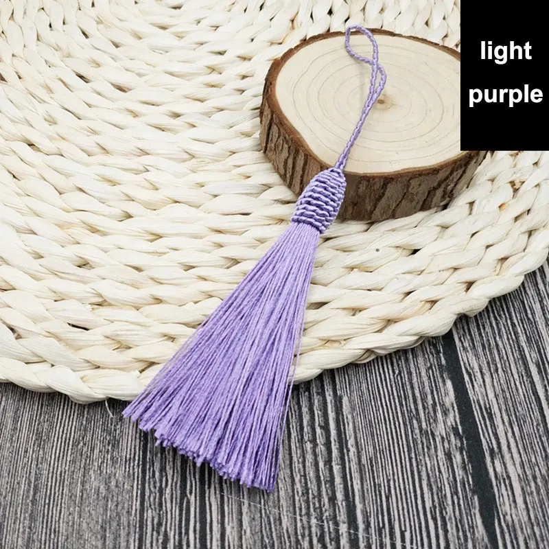 light purple 2 шт./лот 9 см нить Ленточки Декоративные Шелковые бахромой гарнитур DIY кисточка швейная ткань аксессуары отделкой бахромой для tassel Pendant - Цвет: light purple