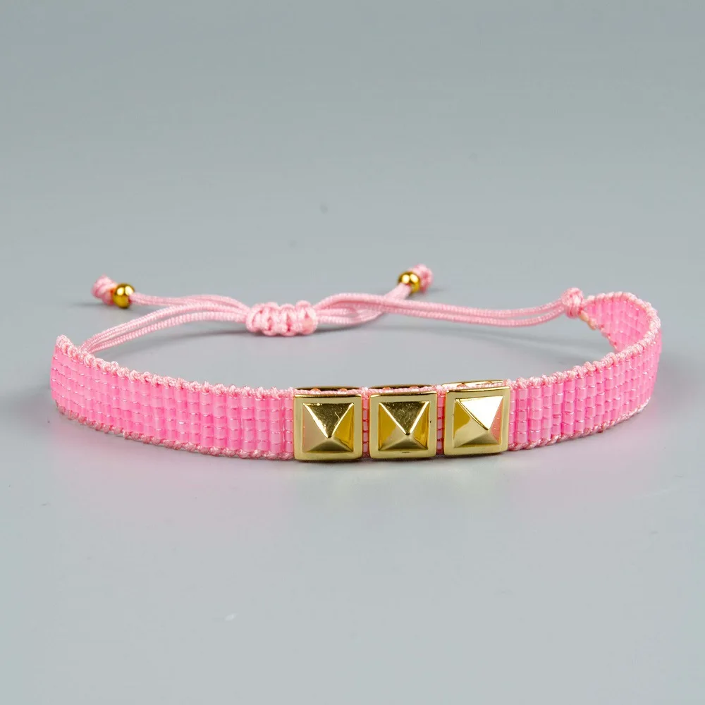 Браслеты для женщин Турецкий Дурной глаз и розовый кристалл Pulsera кисточкой