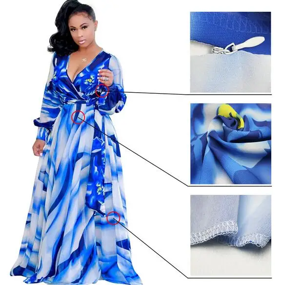 Женское длинное шифоновое платье с цветочным принтом винтажное макси v-образным