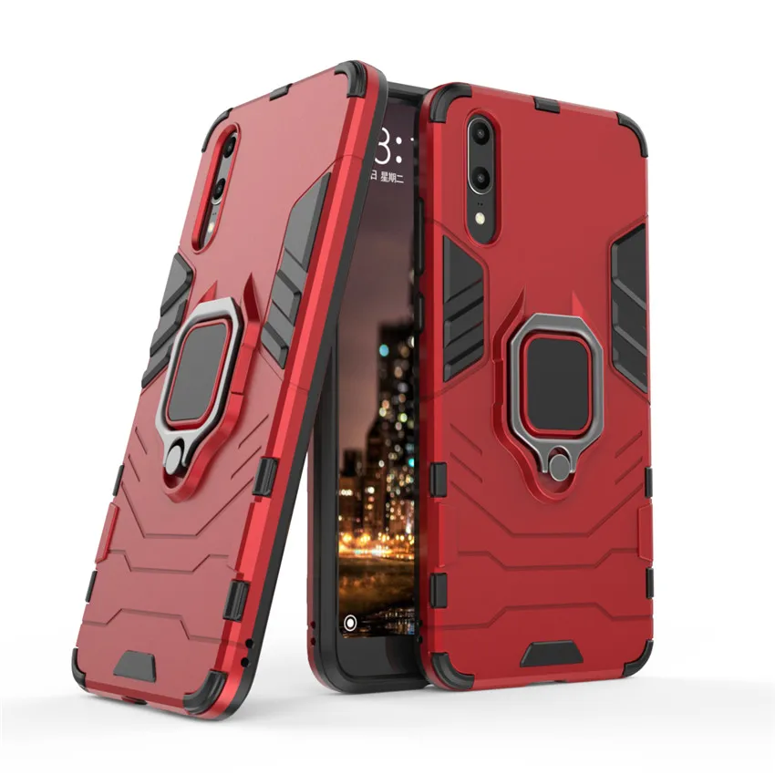 Бронированный Магнитный чехол для huawei P30 P20 Pro Lite Mate20 X Psmart Y7 Y9 Honor 8X MAX Enjoy 7 7C 7S автомобильный держатель задняя крышка - Цвет: Red