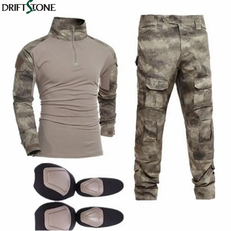 Paintball Army Cargo Pants Tactical Military Clothing Combat Trousers Multicam Militar Tactical Shirt + Pants with Knee Pads