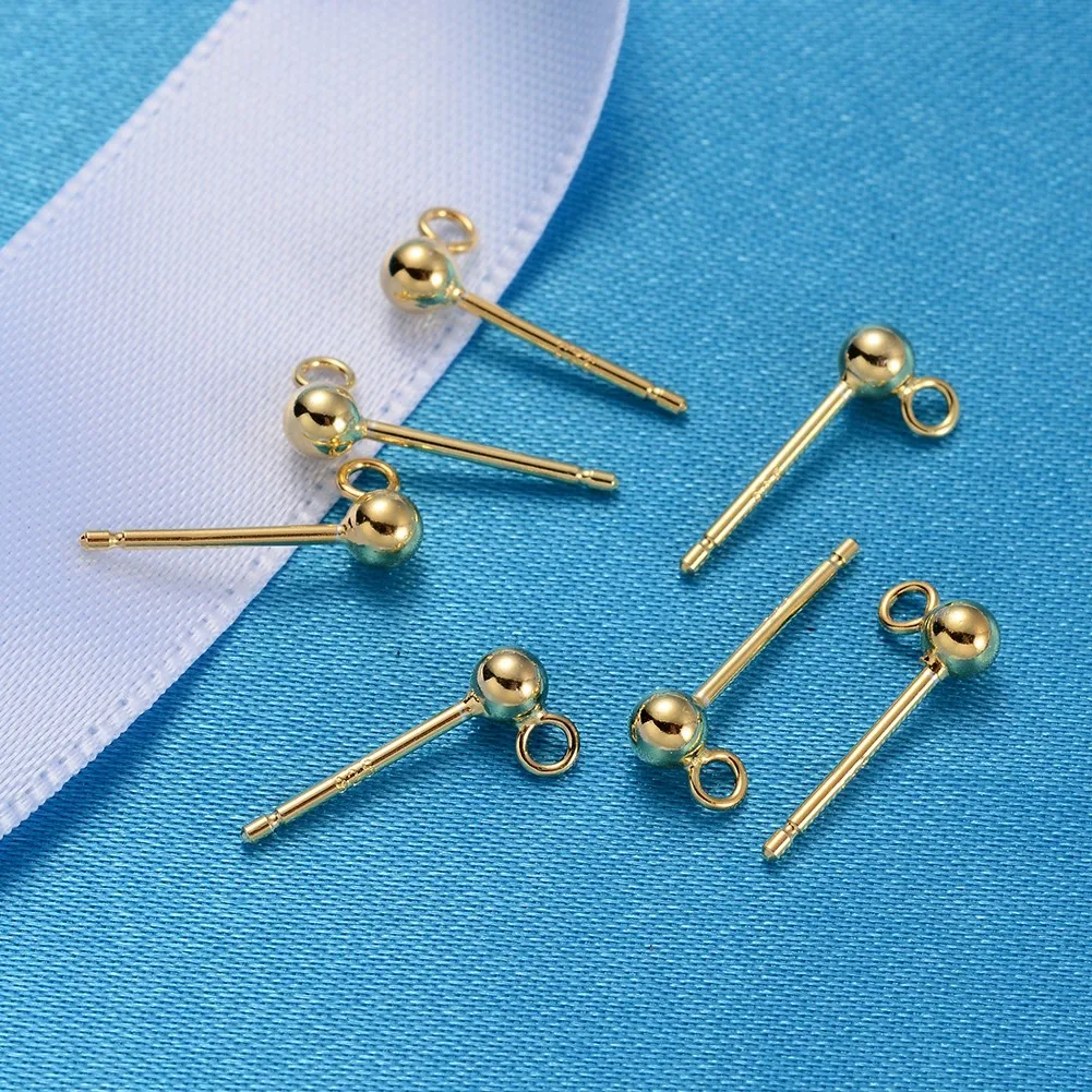 Wholesale Silver Ear Nail Accessories Beans With Ring Earrings Needle Gold Diy Jewelry | Findings &amp Components