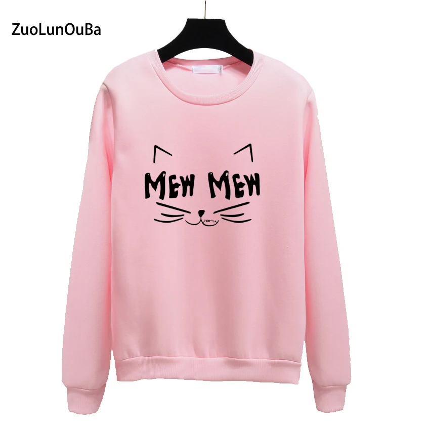 

Женская толстовка в стиле Харадзюку, свободный Розовый пуловер с круглым вырезом и длинным рукавом, Осень-зима 2018