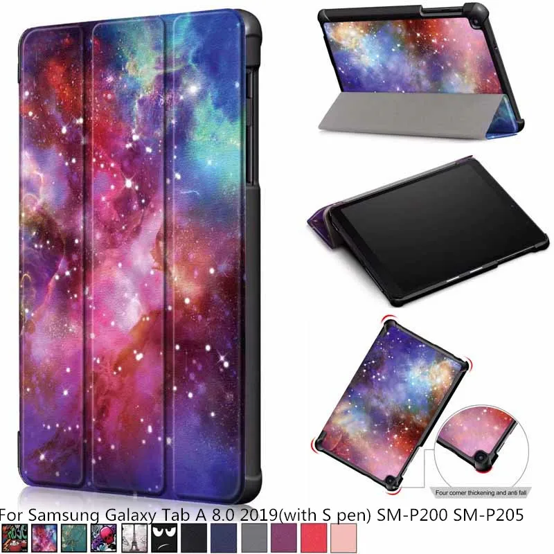 Чехол для Samsung Galaxy Tab A 8 0 P200 P205 с S Pen Флип книжка на магните TAB 2019 SM чехол + подставка