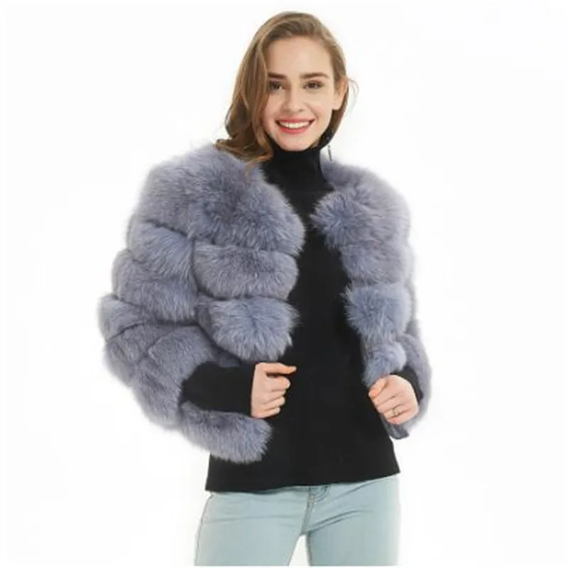 Maomaokong 2021 new real fox fur Winter natural Fashion short Slim jacket Luxury leather Women's Женская одежда