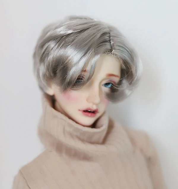 

BJD doll hair wigs silver gray imitation mohair short wigs for 1/4 BJD MSD doll super soft hair doll accessories