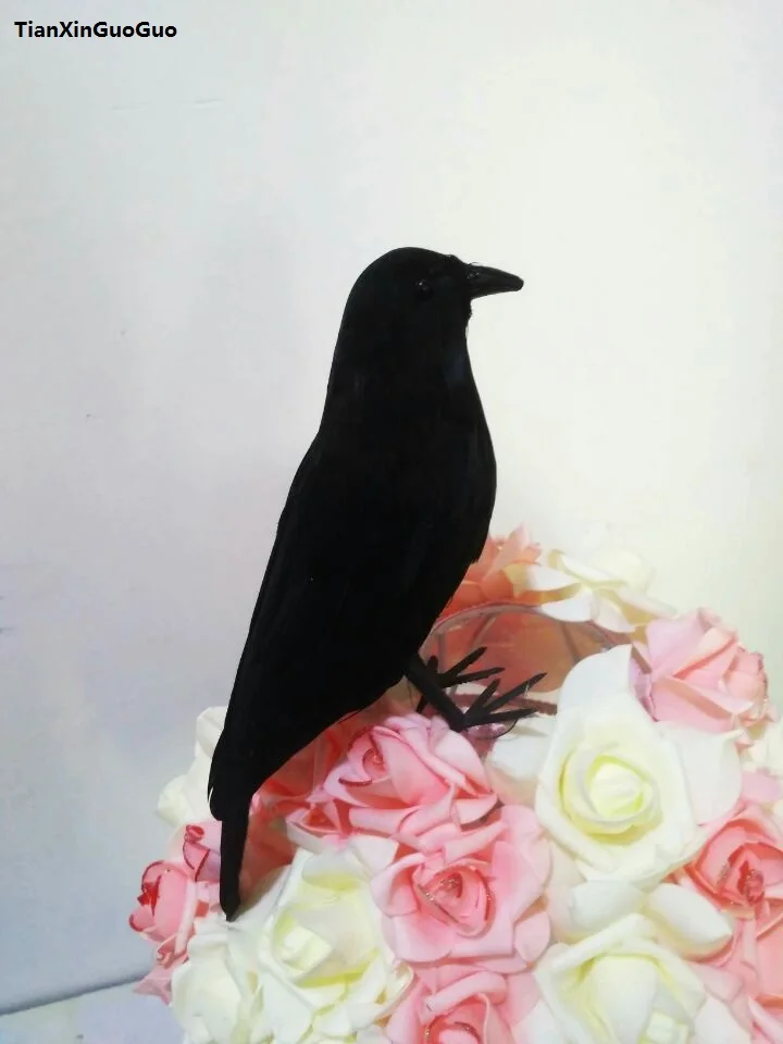 about 25cm black crow bird hard model foam&ampfeathers Halloween decoration prop gift s1283 | Игрушки и хобби