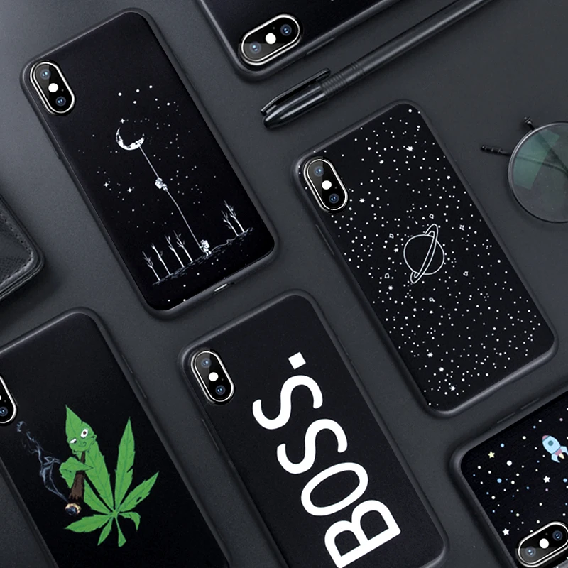 Silicone TPU Phone Case For iPhone 7 8 6 6s Plus X 5 5s SE XS Max XR Cover Cute Cartoon Love Heart Soft Black Capa 7S |