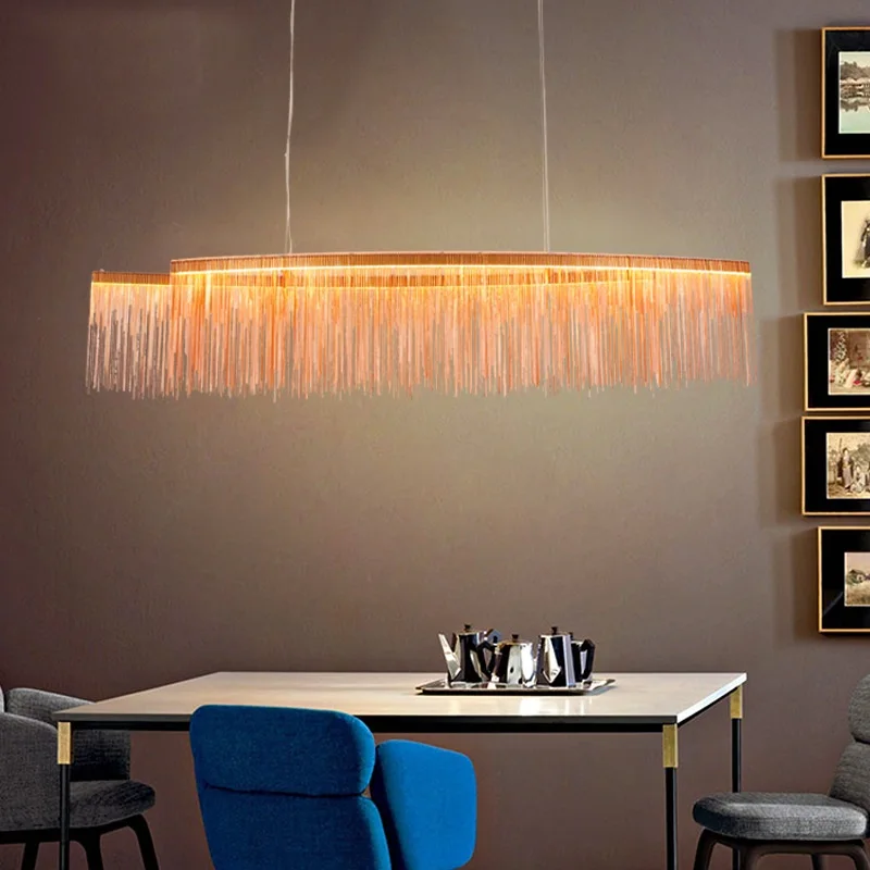 

Postmodern creative chrome / rose gold waterfall LED chandeliers Residential & Commercial & Office Chandelier Fixture Lighting