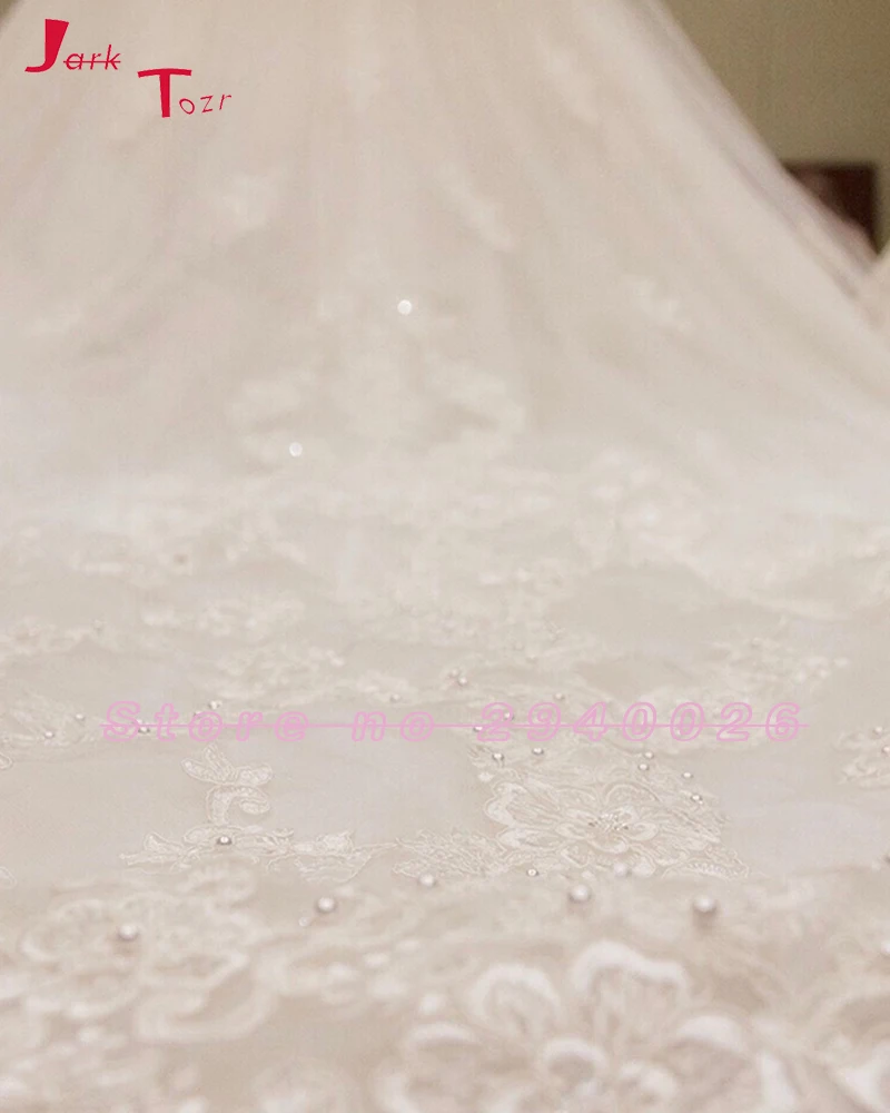 Jark Tozr Vestidos De Noiva лодка средства ухода за кожей Шеи с открытыми плечами Белый Тюль