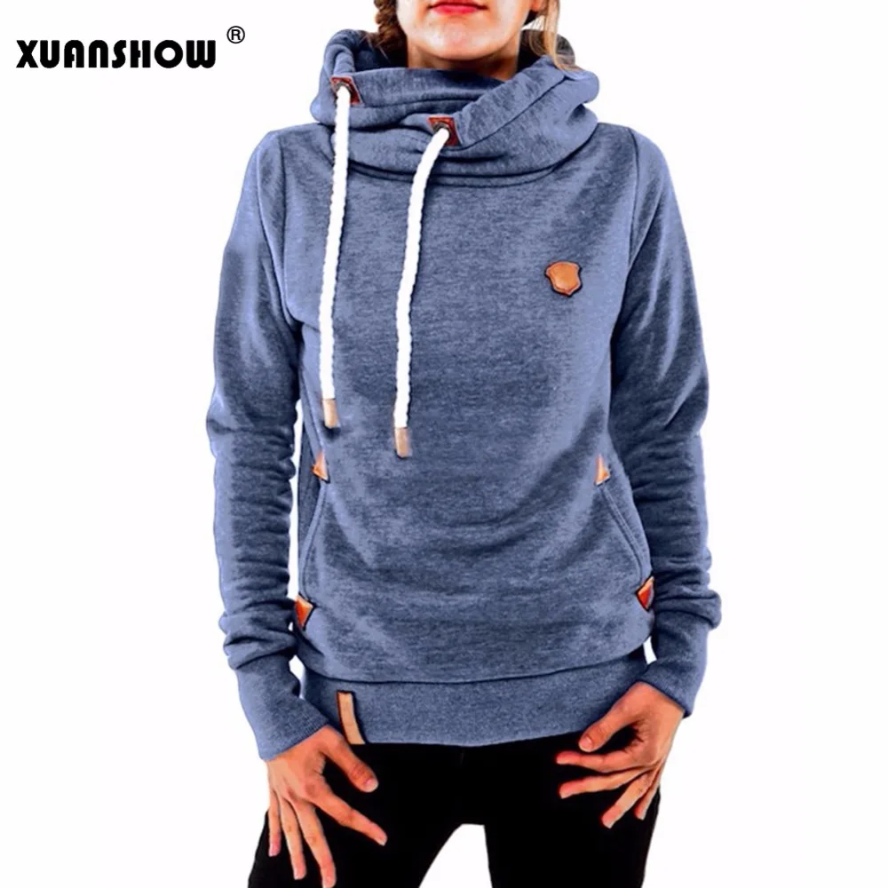 XUANSHOW 2019 зима Толстовки для женщин хлопок Длинный рукав карманный толстый Держать